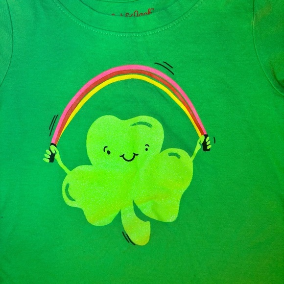 3T Cat & Jack St. Patrick’s Day Tee, Unisex, Clover, Rainbow, Irish - Picture 2 of 4